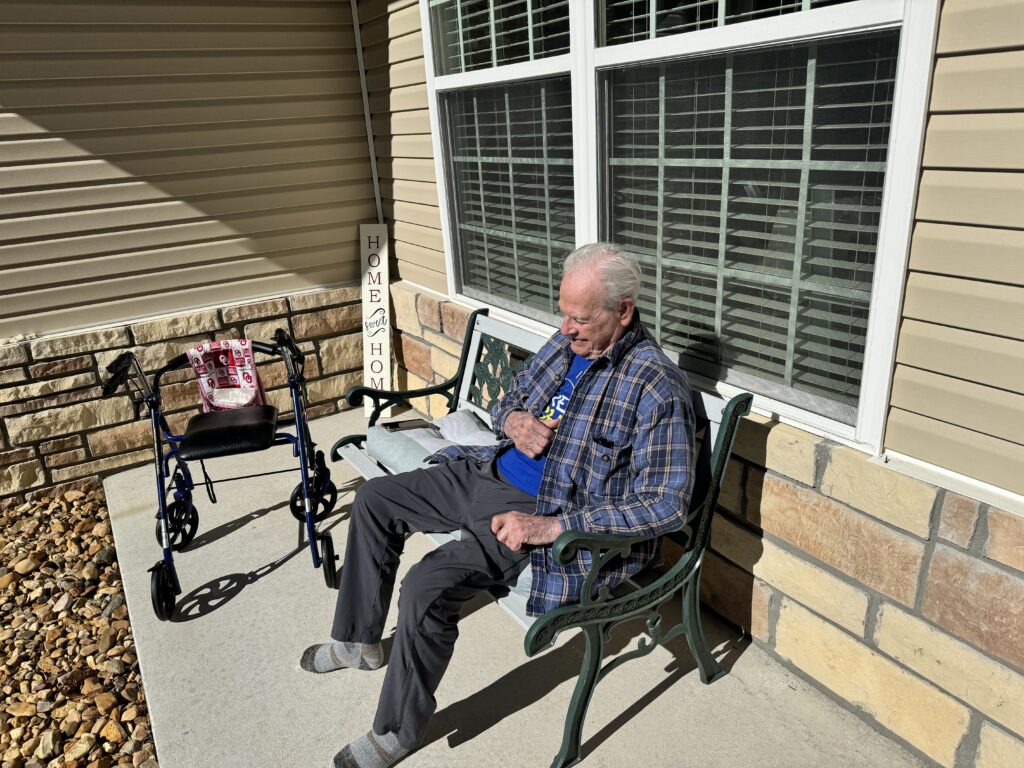 My dad enjoying the sunshine