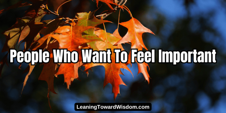 People Who Want To Feel Important - LEANING TOWARD WISDOM